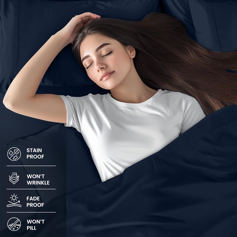 Utopia Bedding Twin Sheet Set â€“ 3 Piece Bed Sheets for Twin Size Bed, Soft and Breathable Microfiber, Includes 1 Fitted Sheet, 1 Flat Sheet and 1 Pillowcase (Navy Blue) - Image 3